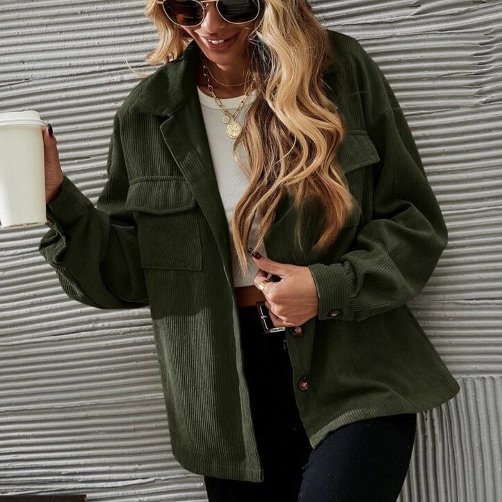 Cozy Button up Corduroy Oversized Jacket Shacket - Picture 7 of 8
